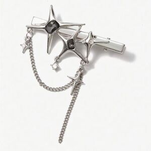 XMAS SALE Silver Crystal Chain Star Hair Clip